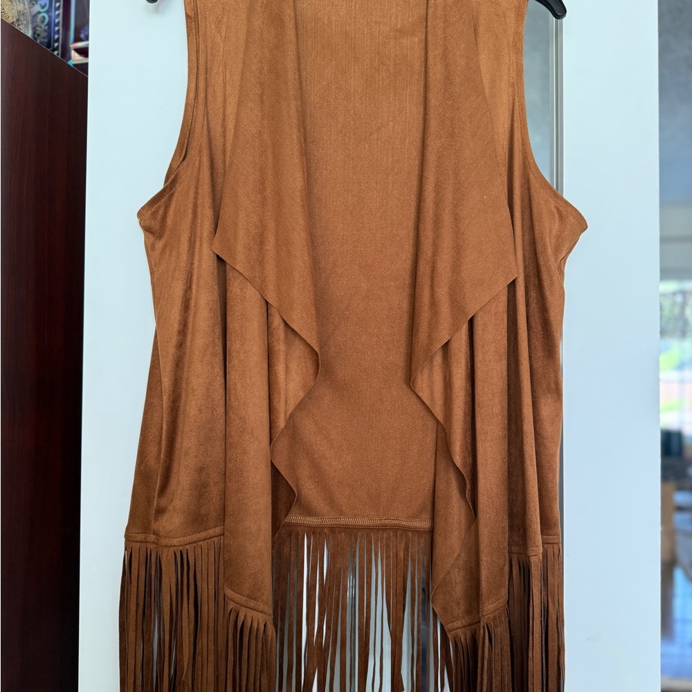 New Brown Seude Fringe Sleeveless Vest - Never used
